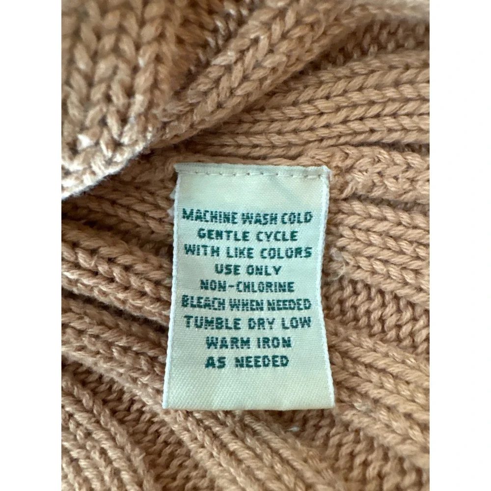 Vintage St Johns Bay Womens Camel Ribbed Knit Mock Neck Belted Sweater Sz M Chic